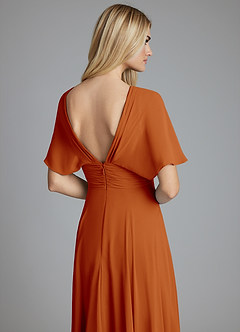 Azazie Pamela Vestidos de damas de honor Vestido de Pimenton de Gasa de Corte en A con Cuello en V plisado image6