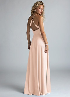 Azazie Davis Bridesmaid Dresses Blushing Pink A-Line Pleated Stretch Satin Dress image3