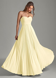 Azazie Chiana Bridesmaid Dresses Lemon Sorbet A-Line Strapless Chiffon Dress image1