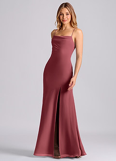 Azazie Grata Bridesmaid Dresses Merlot Mermaid Pleated Chiffon Dress image5