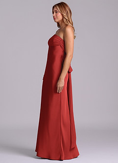 Azazie Ailanie Brudtärnklänningar Klä av Tubklänning i Stretch Satin Axelbandslös Granatäpple image6