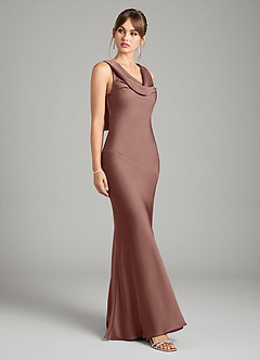 Azazie Rylina Bridesmaid Dresses Espresso Mermaid Stretch Satin Dress image5