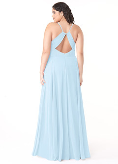 Azazie Avelina Bridesmaid Dresses Sky Blue A-Line V-Neck Pleated Chiffon Dress image7