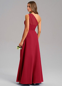 Azazie Phaedra Bridesmaid Dresses Scarlet A-Line One Shoulder Chiffon Dress image7