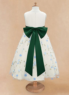 Azazie Pollie Flower Girl Dresses Sky Blue Dark Green A-Line Bow Tulle Dress image12