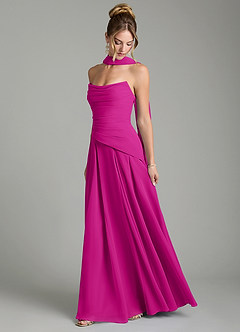 Azazie Gabriela Bridesmaid Dresses Fuchsia A-Line Corset Chiffon Dress image4