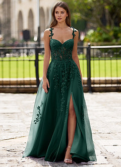 Dreamscape Dark Green A-line Prom Dress image1