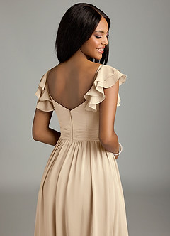 Azazie Anaya Bridesmaid Dresses Champagne A-Line Pleated Chiffon Dress image2