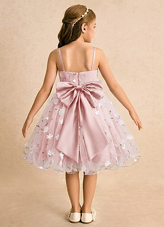 Azazie Junebug Flower Girl Dresses Powder Pink Ball-Gown Spaghetti Strap Tulle Dress image1