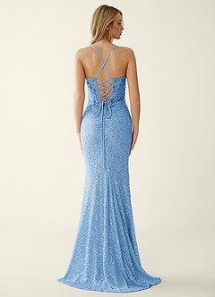 Noellress Sky Blue Lace Sequin Embroidery Beading Prom Dress image2