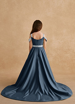 Azazie Jodi Flower Girl Dresses Neptune A-Line Matte Satin Dress image2