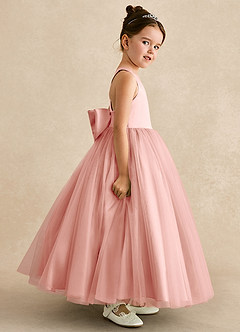 Azazie Peanut Flower Girl Dresses Rosette A-Line Strap Tulle Dress image3