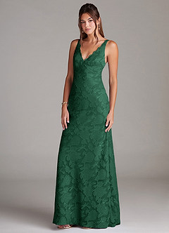 Azazie Tianna Brudtärnklänningar Klä av Tubklänning i Blommig Utbrändhet Spets Mörkgrön image4