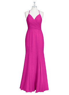 Azazie Carolina Bridesmaid Dresses Fuchsia Mermaid Ruched Chiffon Dress image6