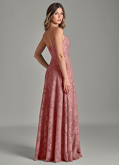 Azazie Amani Bridesmaid Dresses Dusty Rose A-Line Pleated Floral Burnout Dress image2