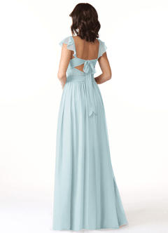 Azazie Lissa Bridesmaid Dresses Mist A-Line Lace Chiffon Dress image5