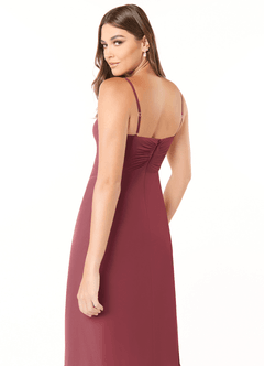 Azazie Justina Robes de demoiselle d'honneur Robe Trapèze en Mousseline de soie Encolure en Forme de Cœur Merlot image6