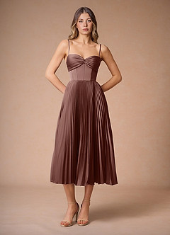 Léna Mocha Coco Pleated Midi Dress image5