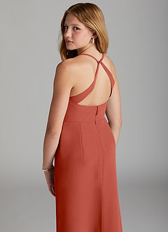 Azazie Becca Junior Meerjungfrau-Linie Chiffon Kleid Rotbraun image2
