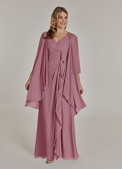 Azazie Manuella Mother of the Bride Dresses Vintage Mauve A-Line V-Neck Pleated Chiffon Dress image1
