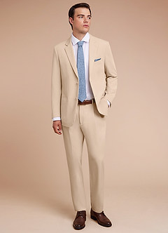 front Owen Tan Lightweight Tailored Suit Jacket