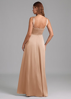 Azazie Rosaline Bridesmaid Dresses English Rose A-Line Side Slit Stretch Satin Dress image2