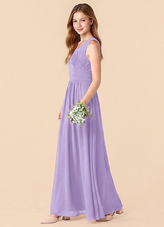 Azazie Skyla Junior Robe Trapèze en Mousseline de soie Plissée Lilas image6