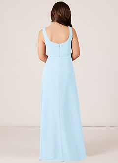 Azazie Renee Junior Sky Blue A-Line Side Slit Chiffon Dress image2