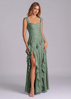 Azazie Sloane Bridesmaid Dresses Matcha A-Line Sweetheart Neckline Floral Burnout Dress image6