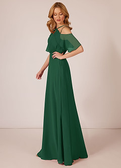 Azazie Adele Bridesmaid Dresses Dark Green A-Line Ruched Chiffon Dress image3