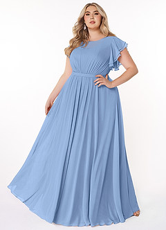 Azazie Daphne Bescheidene Brautjungfernkleider A-Linie Gekräuselt Chiffon Bodenlänge Kleider image6
