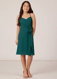 Azazie Doll Junior Peacock A-Line Bow Chiffon Dress image1