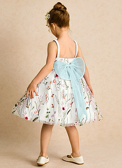 Azazie Peppa Flower Girl Dresses Ivory Sea Glass A-Line Sweetheart Neckline Tulle Dress image5