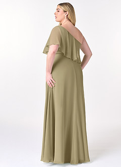 Azazie Lizzy Bridesmaid Dresses Moss Green A-Line One Shoulder Chiffon Dress image11