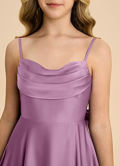 Azazie Bear Junior A라인 스윗하트 네크라인 스트레치 새틴 플로어 길이 주니어 신부 들러리 드레스 image8