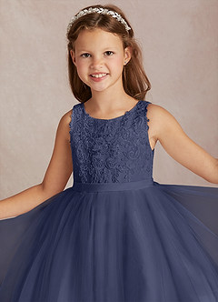 Azazie Calla Flower Girl Dresses Stormy Ball-Gown Lace Tulle Dress image1