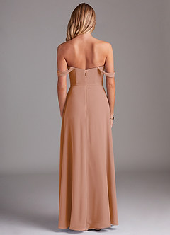 Azazie Aaron Final Sale Champagne Rose A-Line Off the Shoulder Chiffon Convertible Dress image3