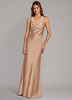 Azazie Cheryl Bridesmaid Dresses English Rose Mermaid Stretch Satin Dress image4