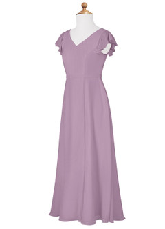 Azazie Claudine Junior Wisteria A-Line Pleated Chiffon Dress image7