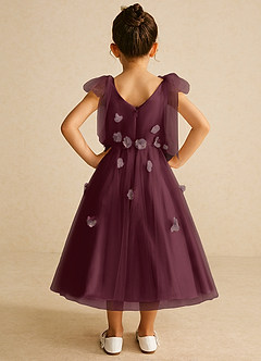 Azazie Minia Flower Girl Dresses Cabernet A-Line Bow Matte Satin Dress image6