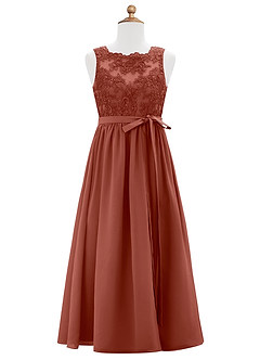 Azazie Elly Junior Auburn A-Line Lace Chiffon Dress image6