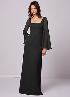 Barbie ♥ Azazie Bridesmaid Dresses Sheath Bow Chiffon Floor-Length Dress image3