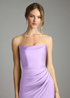 Azazie Leonis Bridesmaid Dresses Lilac Mermaid Pleated Stretch Satin Convertible Dress image4