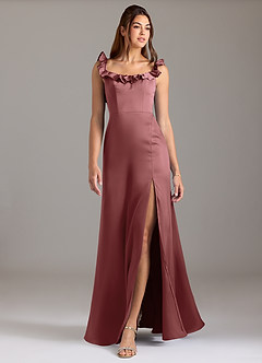 Azazie Callie Bridesmaid Dresses Amethyst A-Line Ruched Stretch Satin Convertible Dress image3