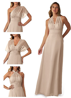Azazie Fifi Bridesmaid Dresses Taupe A-Line Strapless Chiffon Convertible Dress image7