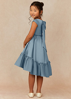 Azazie Lee Final Sale Ivory A-Line Bow Stretch Satin Dress image4