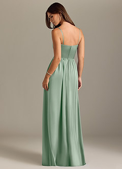 Azazie Calianna Bridesmaid Dresses Agave A-Line Off the Shoulder Stretch Satin Convertible Dress image2
