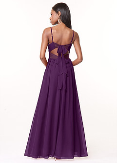 Azazie Zeya Bridesmaid Dresses Grape A-Line V-Neck Pleated Chiffon Dress image3