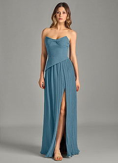 Azazie Becka Bridesmaid Dresses Bermuda A-Line Strapless Chiffon Dress image3