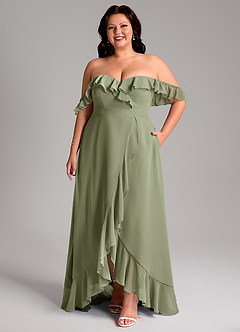 Azazie Lyra Bridesmaid Dresses Pistachio A-Line Chiffon Convertible Dress image11